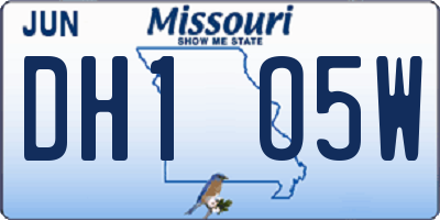 MO license plate DH1O5W