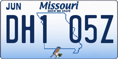 MO license plate DH1O5Z