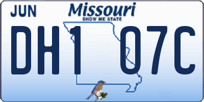 MO license plate DH1O7C