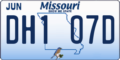 MO license plate DH1O7D