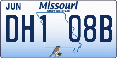 MO license plate DH1O8B