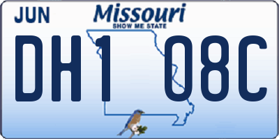 MO license plate DH1O8C