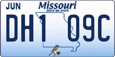 MO license plate DH1O9C