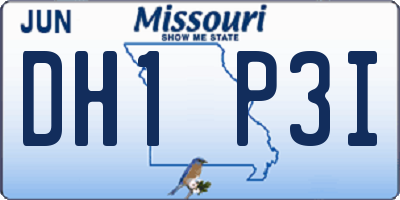 MO license plate DH1P3I