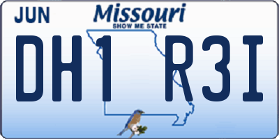 MO license plate DH1R3I