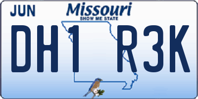 MO license plate DH1R3K