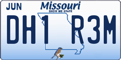 MO license plate DH1R3M