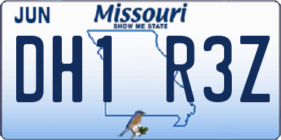 MO license plate DH1R3Z
