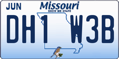 MO license plate DH1W3B