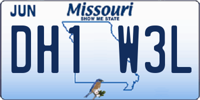 MO license plate DH1W3L