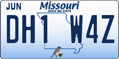 MO license plate DH1W4Z