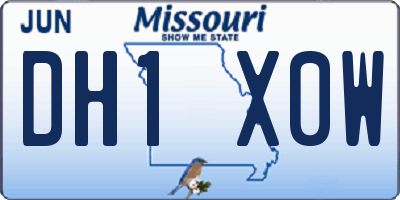 MO license plate DH1X0W