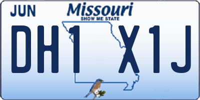 MO license plate DH1X1J