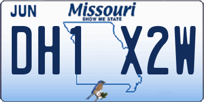 MO license plate DH1X2W
