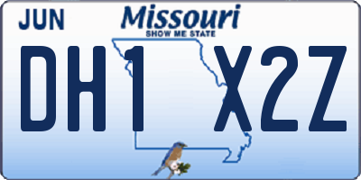 MO license plate DH1X2Z