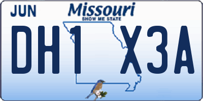 MO license plate DH1X3A
