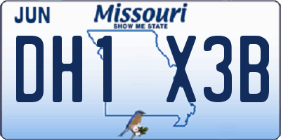 MO license plate DH1X3B