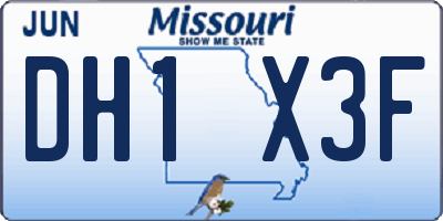 MO license plate DH1X3F
