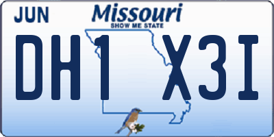 MO license plate DH1X3I