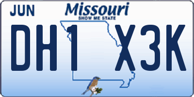 MO license plate DH1X3K