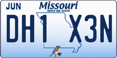 MO license plate DH1X3N