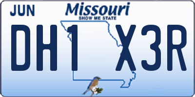 MO license plate DH1X3R