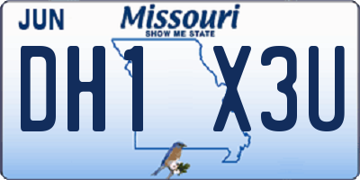 MO license plate DH1X3U