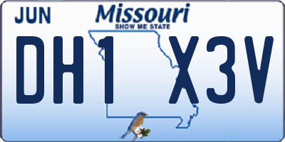 MO license plate DH1X3V