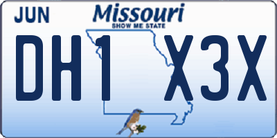 MO license plate DH1X3X