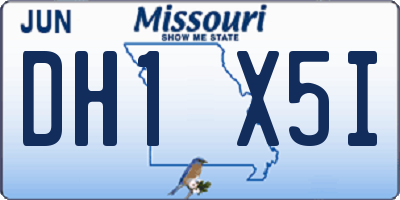 MO license plate DH1X5I