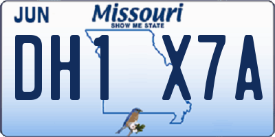 MO license plate DH1X7A
