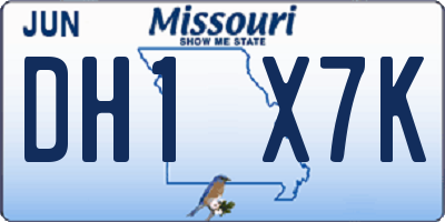 MO license plate DH1X7K