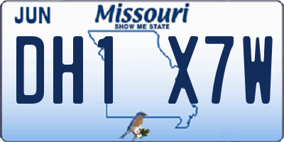 MO license plate DH1X7W