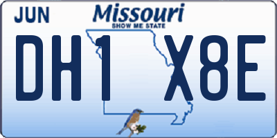 MO license plate DH1X8E