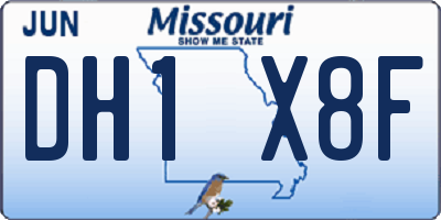 MO license plate DH1X8F