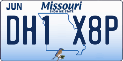 MO license plate DH1X8P