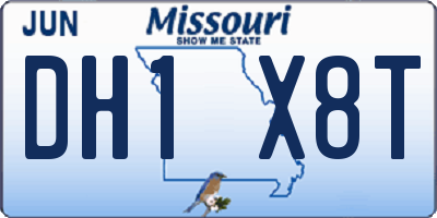 MO license plate DH1X8T