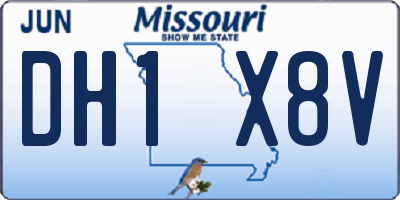 MO license plate DH1X8V