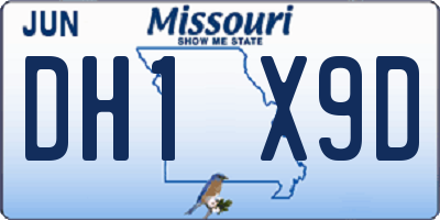 MO license plate DH1X9D