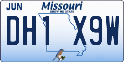 MO license plate DH1X9W