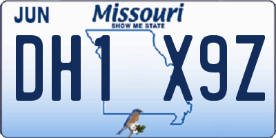 MO license plate DH1X9Z