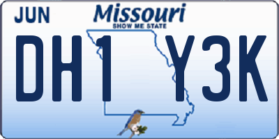 MO license plate DH1Y3K