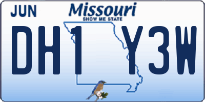 MO license plate DH1Y3W