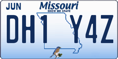 MO license plate DH1Y4Z