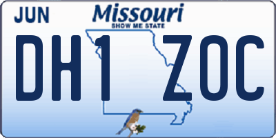 MO license plate DH1Z0C
