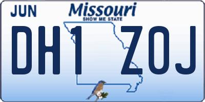 MO license plate DH1Z0J