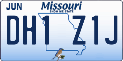 MO license plate DH1Z1J