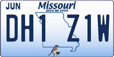 MO license plate DH1Z1W