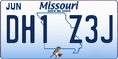 MO license plate DH1Z3J