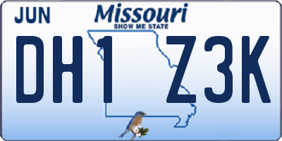 MO license plate DH1Z3K